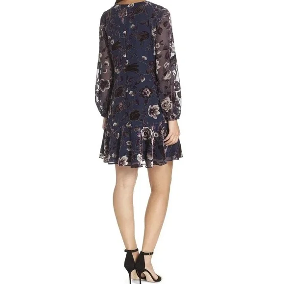 Navy Burnout Floral Dress - Picture 5 of 16